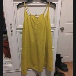 Eileen Fisher L  Yellow Irish Linen Midi Mini Spaghetti Strap Dress